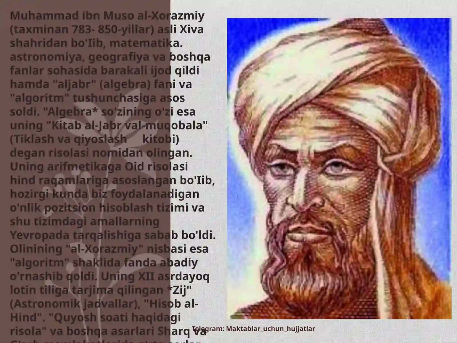 Muhammad Ibn Muso Al-Xorazmiy 2