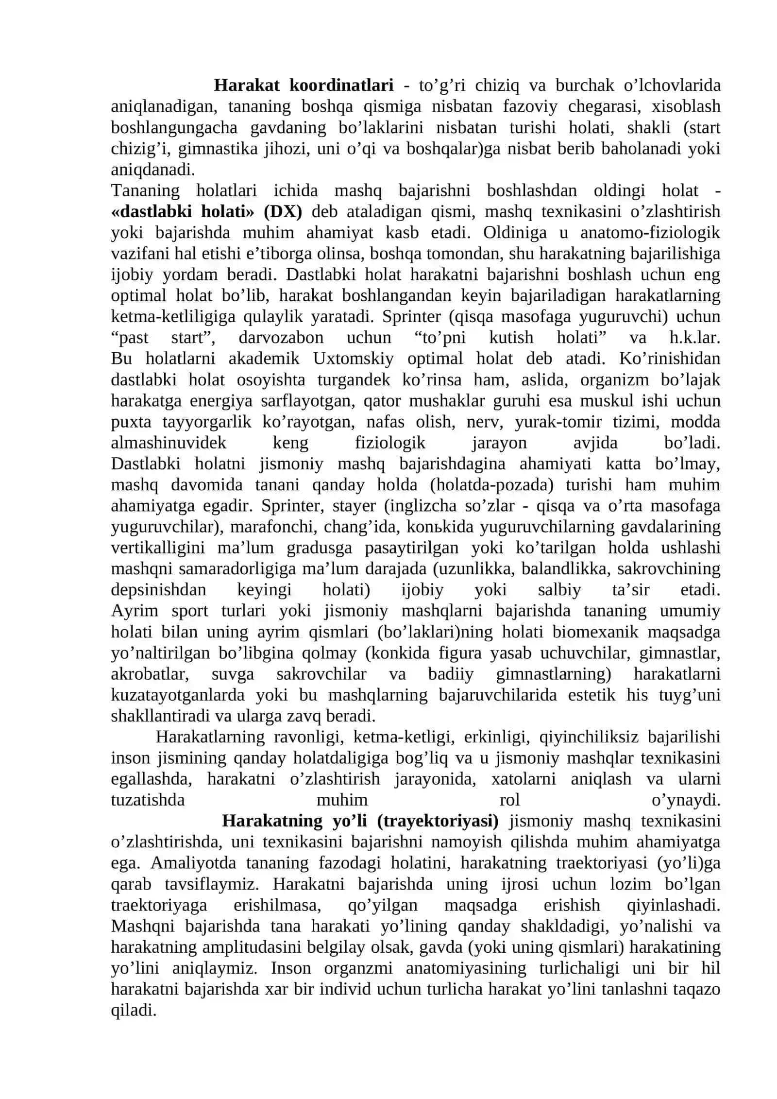 Harakatlarga o’rgatish bosqichlari 2