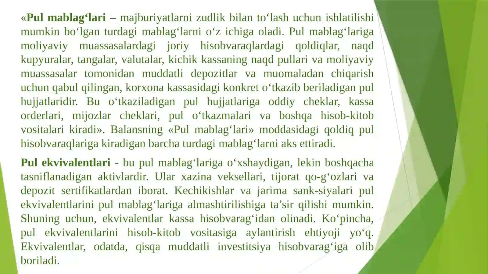 Pul oqimlari tahlili 2