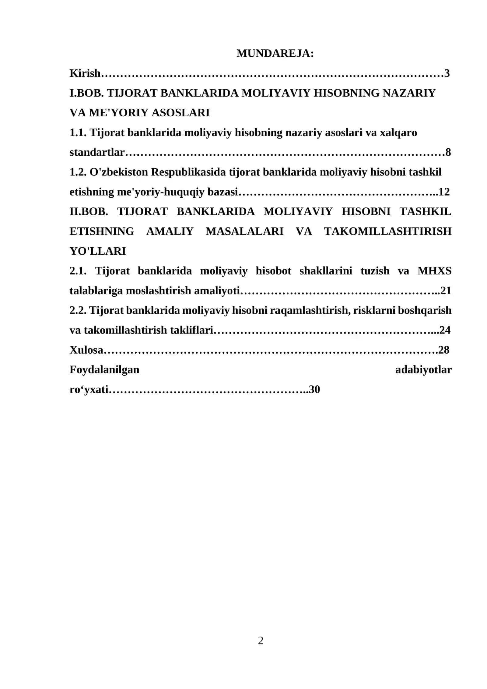 Tijorat banklarida moliyaviy hisobni tashkil etish asoslari 2