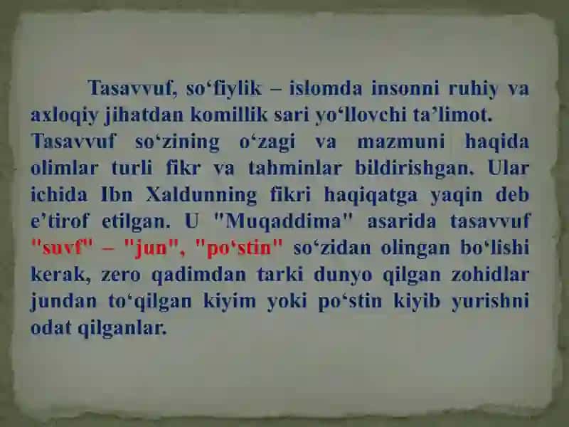 TASAVVUF TAʼLIMOTINING SHARQ MADANIYATIGA TA’SIRI. 2