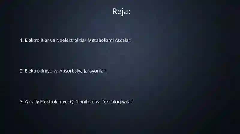 Elektrolitlar va Noelektrolitlar Metabolizmi Asoslari 2