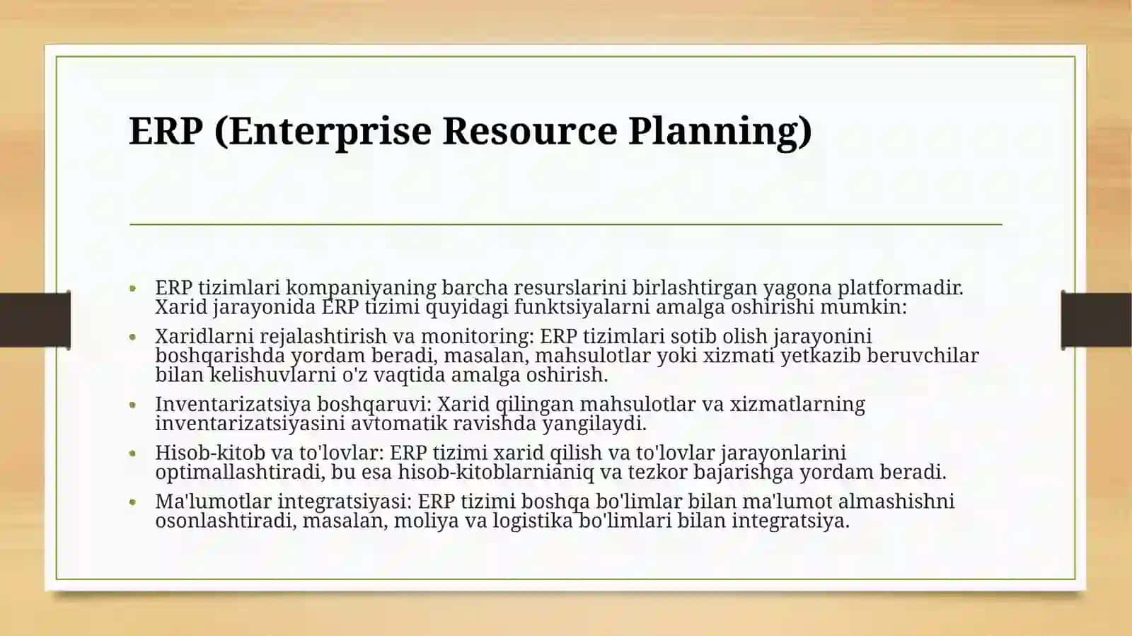 Korxona Resurslarini Rejalashtirish (ERP), Ta'minot Zanjirini Boshqarish (SCM) va Elektron Xarid (e-procurement) 2