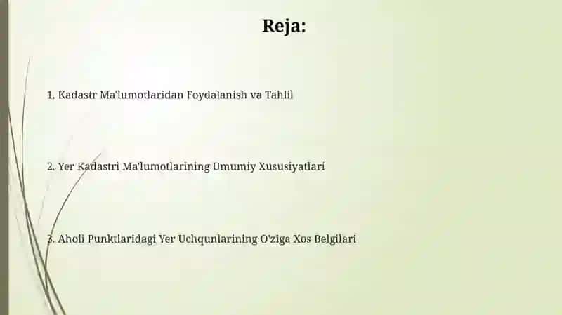 Yer Kadastri Ma'lumotlarining Umumiy Xususiyatlari 2