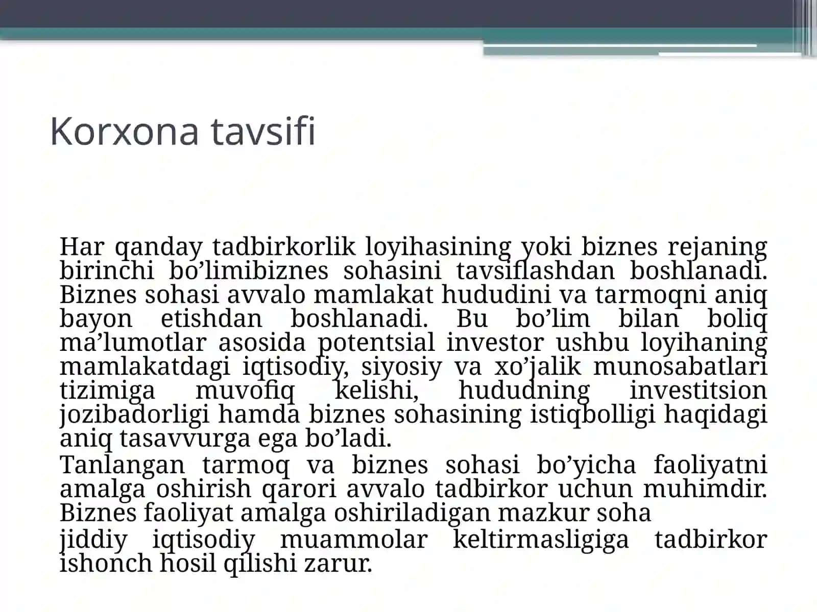 Korxonatavsifi 2