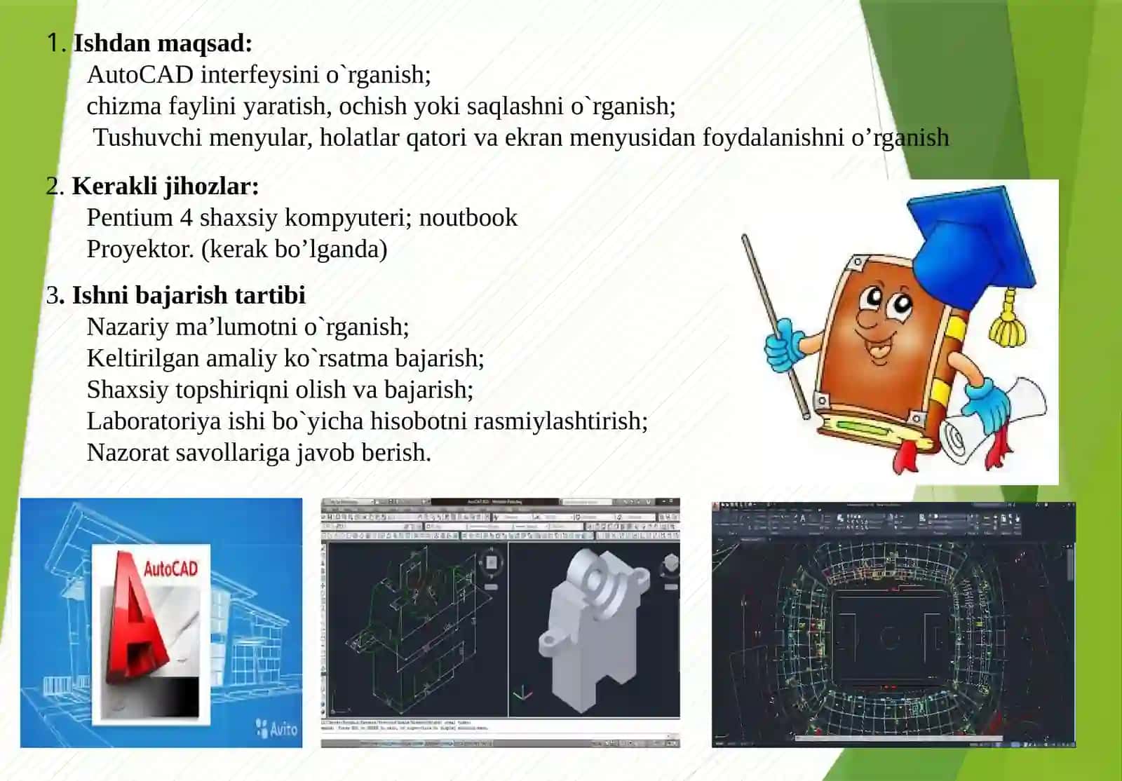 AutoCAD grafik muharririni ishlatishning interfeysi 2
