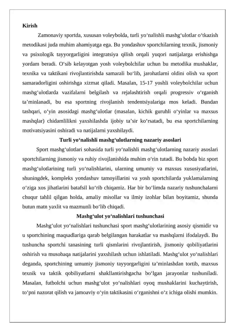 Turli yo‘nalishli mashg‘ulotlarni o‘tkazish metodikasi 2