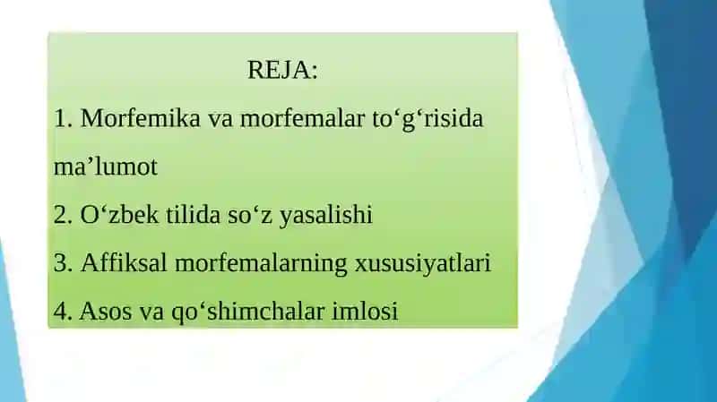 O‘zbektilida asos va qo‘shimchalar imlosi 2