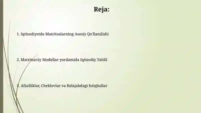 Matritsalar nazariyasining asoslari va iqtisodiy modellash 2