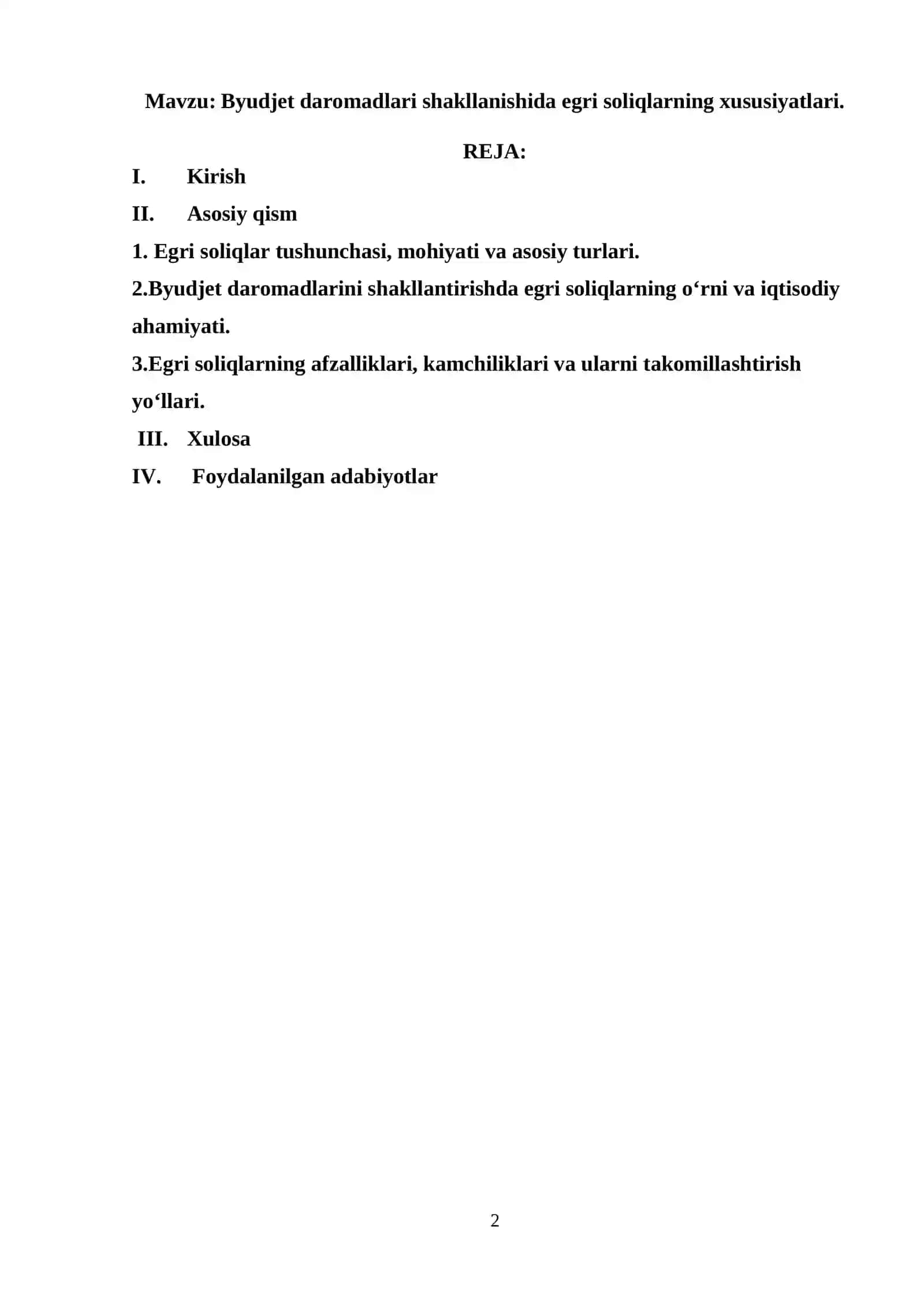 Byudjet daromadlari shakllanishida egri soliqlarning xususiyatlari 2