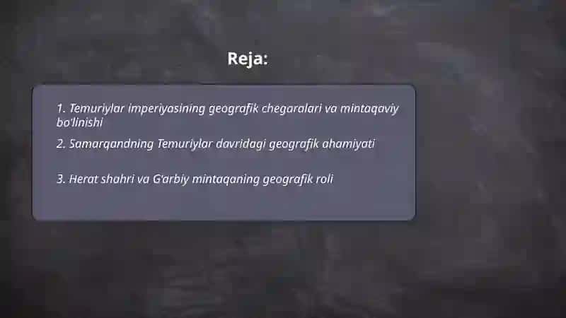 Temuriylar va xonliklar geografiyasi 2