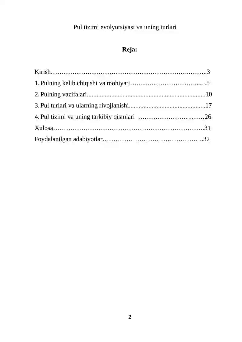 Pul tizimi evolyutsiyasi va uning turlari 2