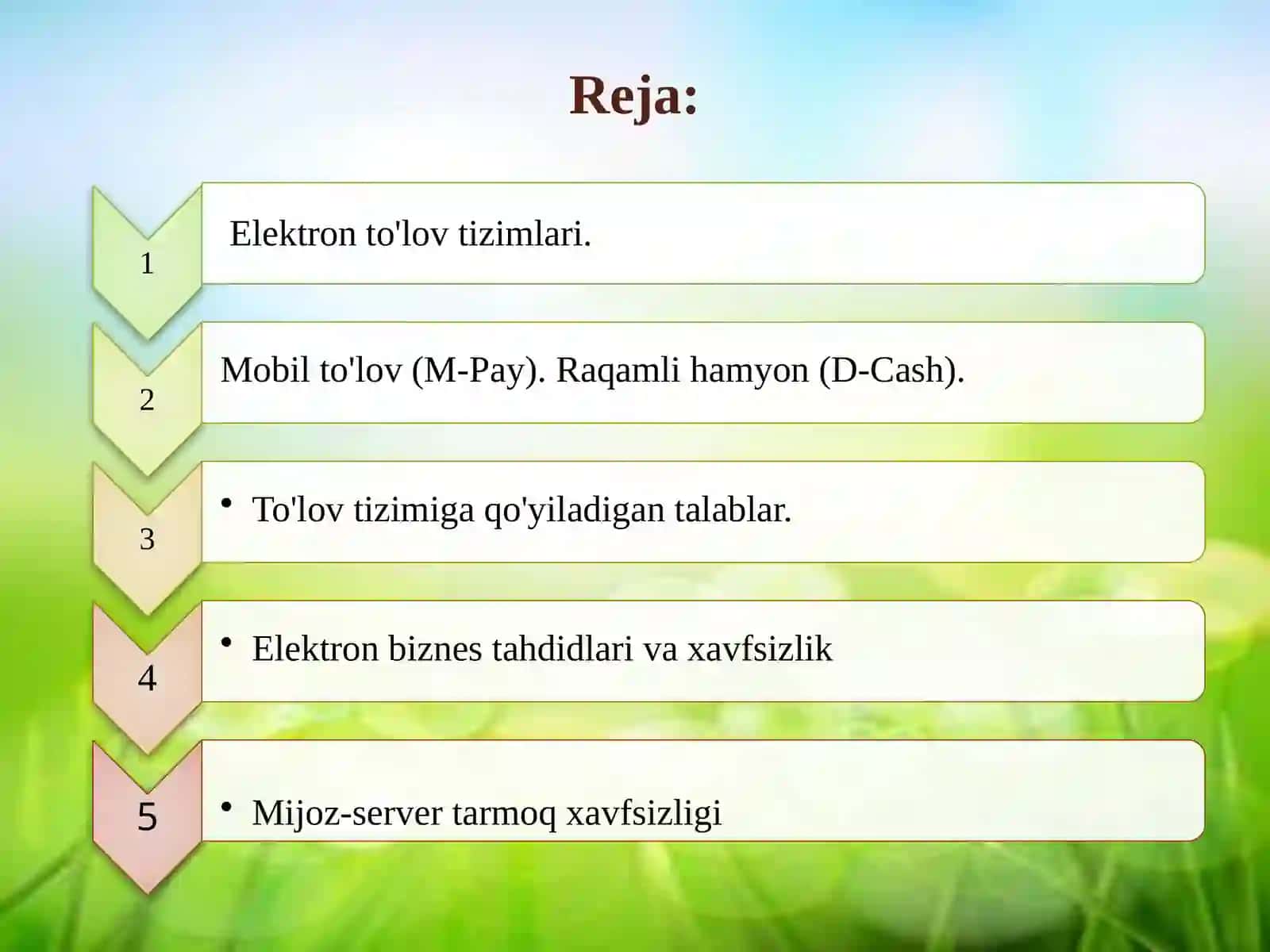 Elektron tizimlar va tariflar 2