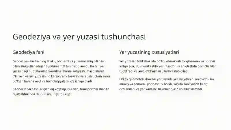 Geodeziya va yer yuzasi tushunchasi 2