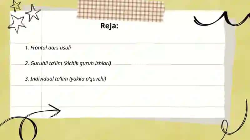 Talimning tashkiliy shakllari va metodlari 2