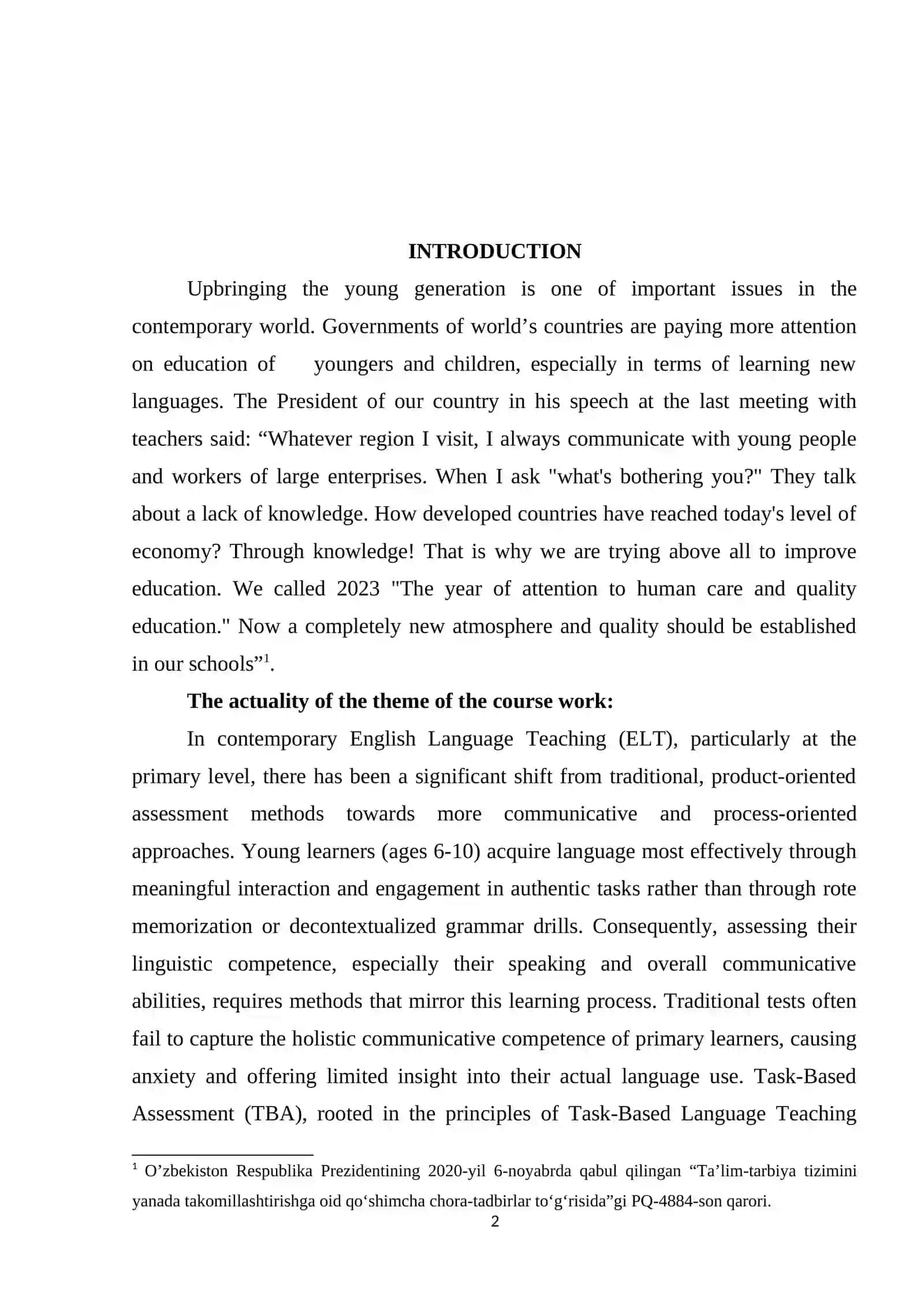 TASK-BASED ASSESSMENT IN THE PRIMARY ENGLISH LANGUAGE CLASSROOM 2