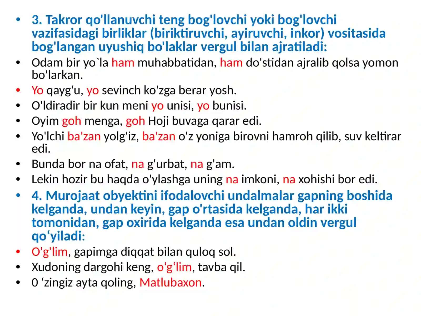 VERGULNING ISHLATILISHI 2