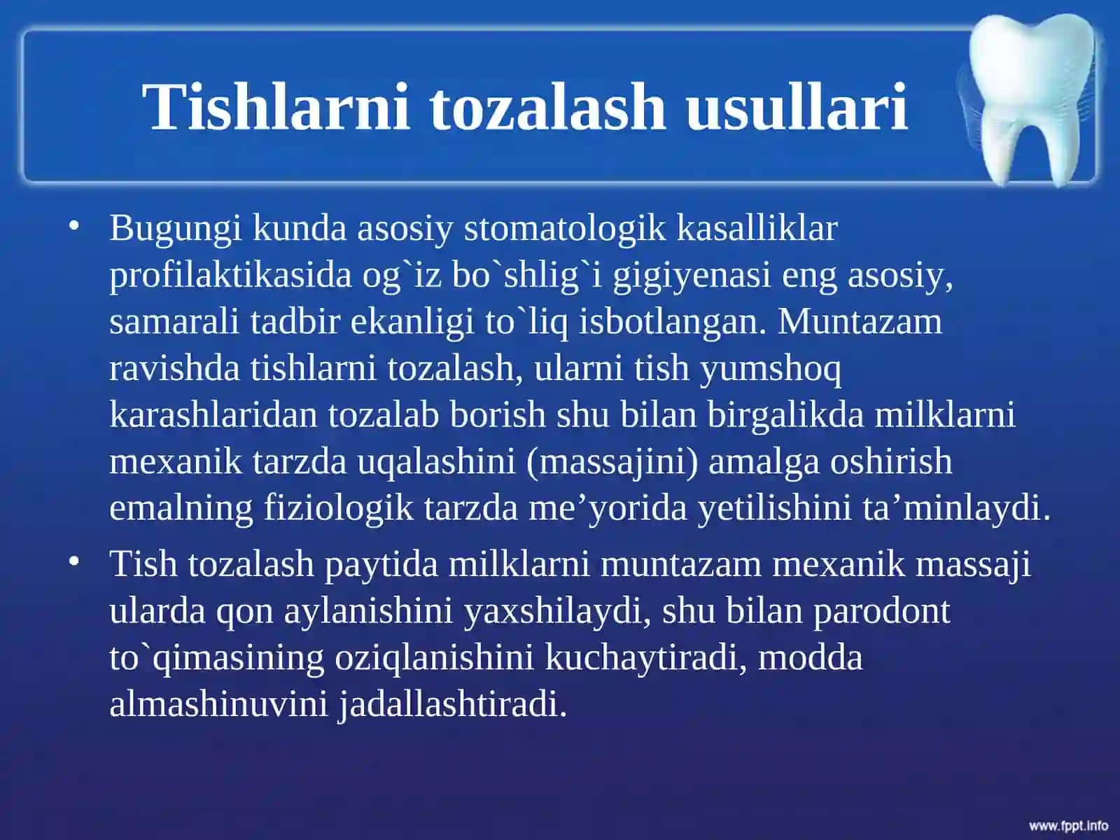 Stomatologiyaga Kirish. Tishni tozalash 2