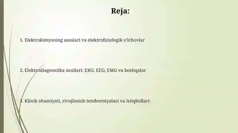 Elektro kimyo tibbiyotda elektrodiagnostikaning asosi 2
