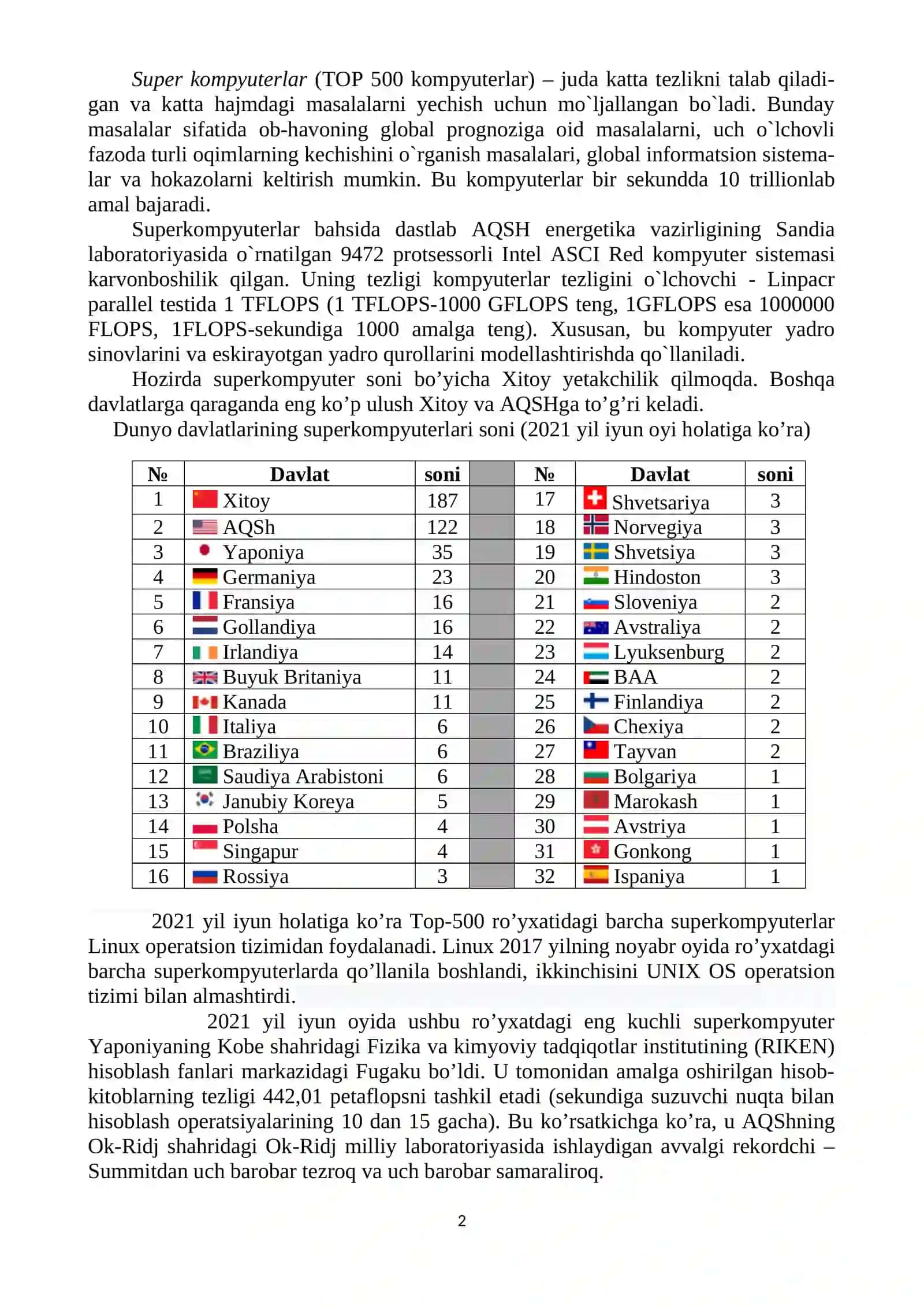 Zamonaviy axborot texnologiyalari. Kompyuterlarning texnik ta’minoti va unda ishlash 2