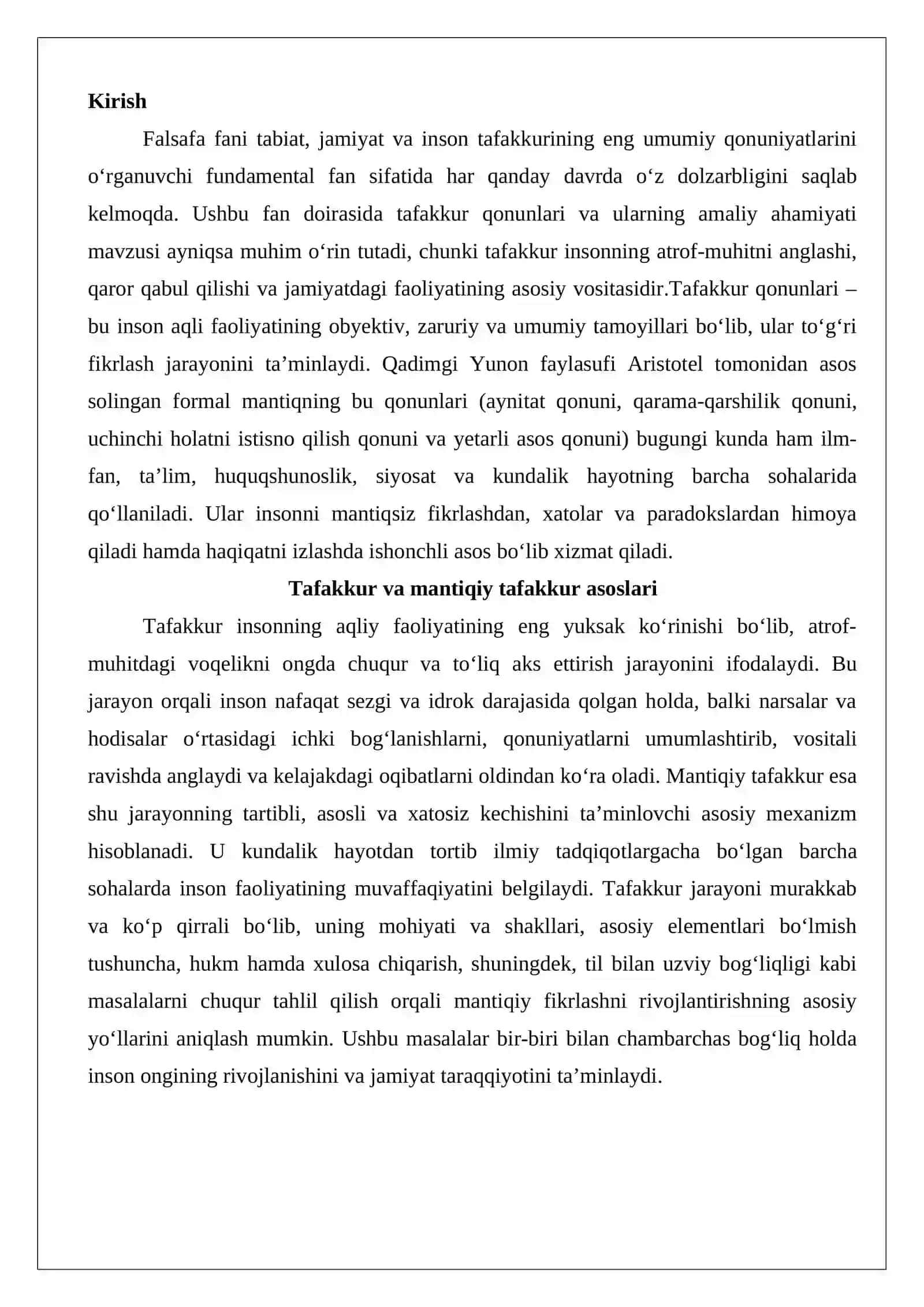 Tafakkur qonunlari va ularning amaliy ahamiyati 2