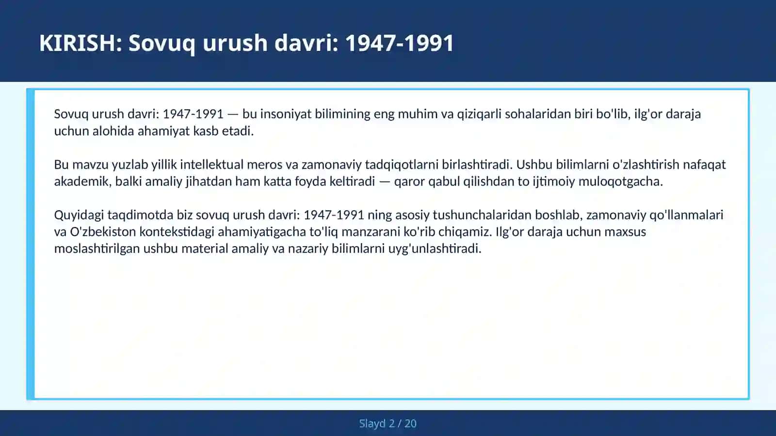 Sovuq Urush Davri: 1947-1991 2