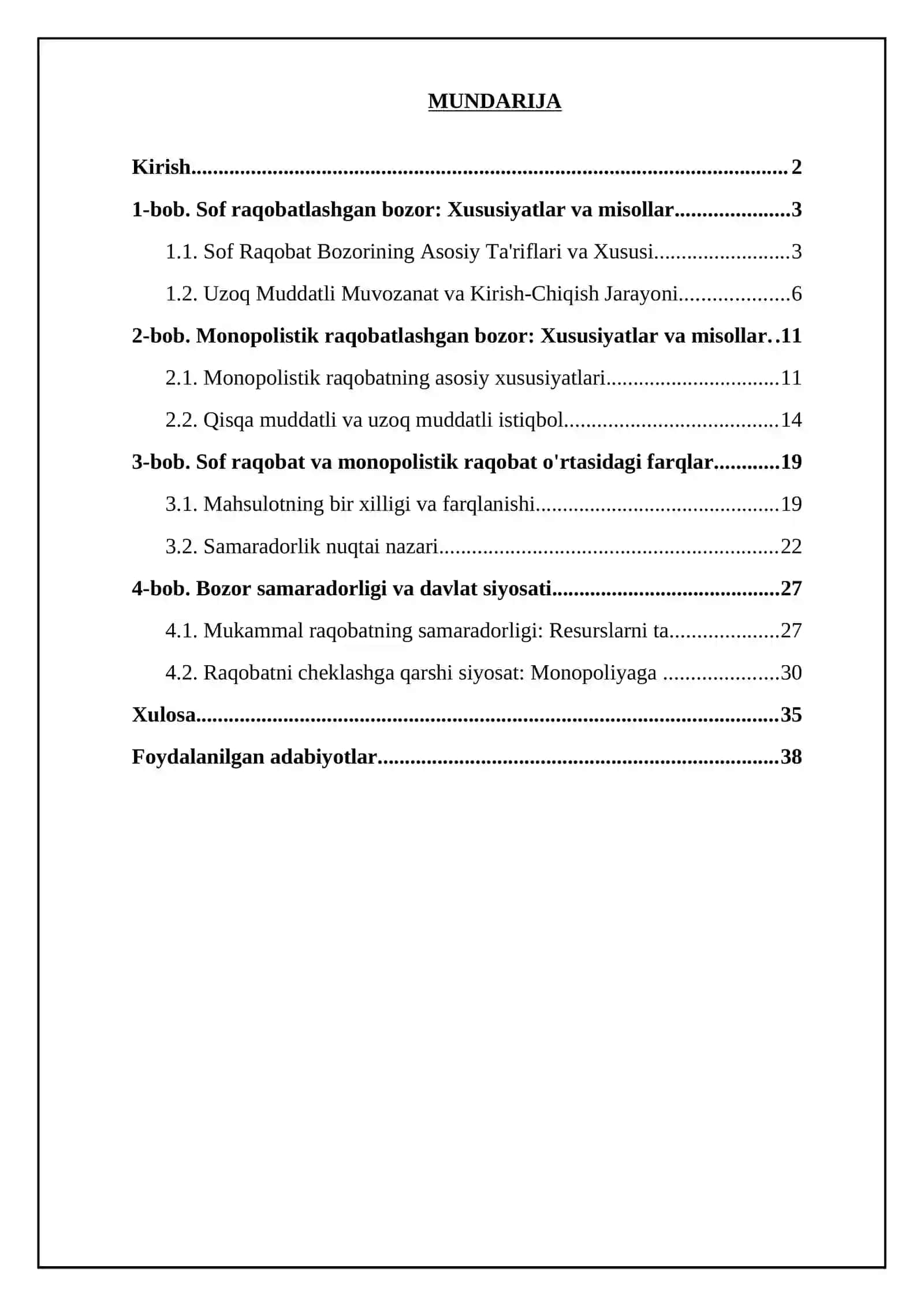 Sof raqobatlashgan va monopolistik raqobatlashgan bozorlar 2