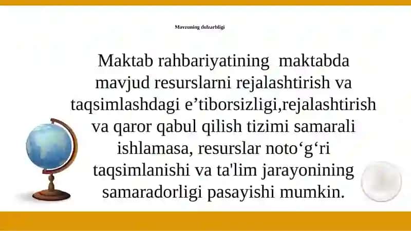 Maktab resurslarni aniqlash , rejalashtirish va maqsadli yo‘naltirish 2