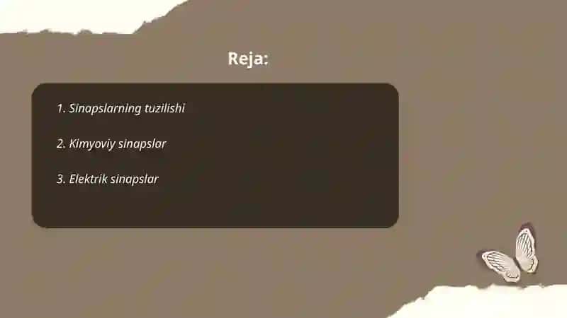Sinaps va mesiatorlarning umumiy tasnifi 2