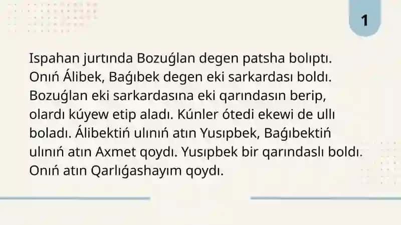 Yusup-Axmet dástanı 2