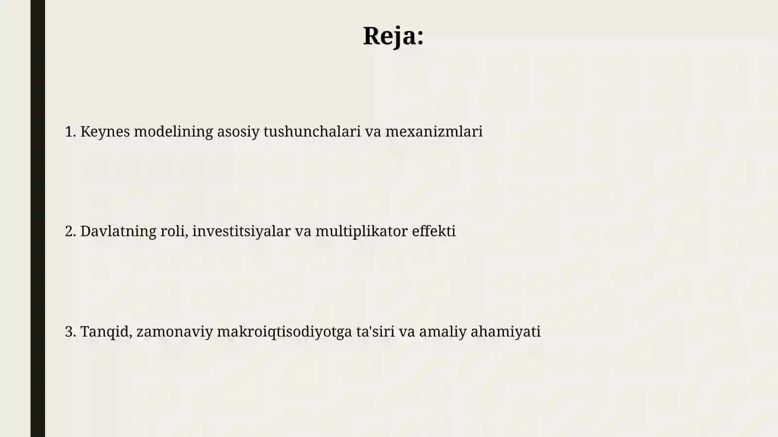Keynes iqtisodiy o'sish modeli 2