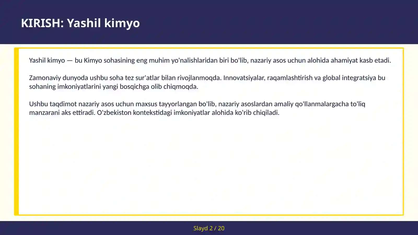 Yashil Kimyo 2