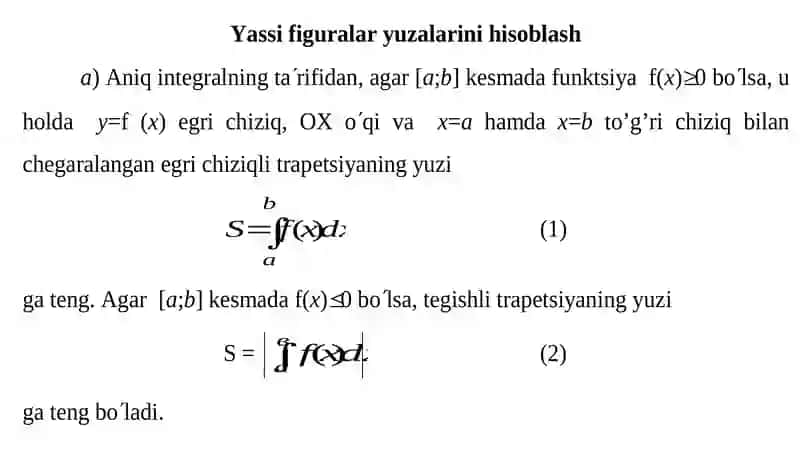 ANIQ INTEGRALLARNING TATBIQLARI 2