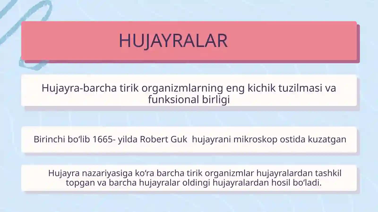 HUJAYRA QOBIG‘I.SITOLEMA.SITOPLAZMA YADRO,ORGANOID VA KIRITMALAR 2