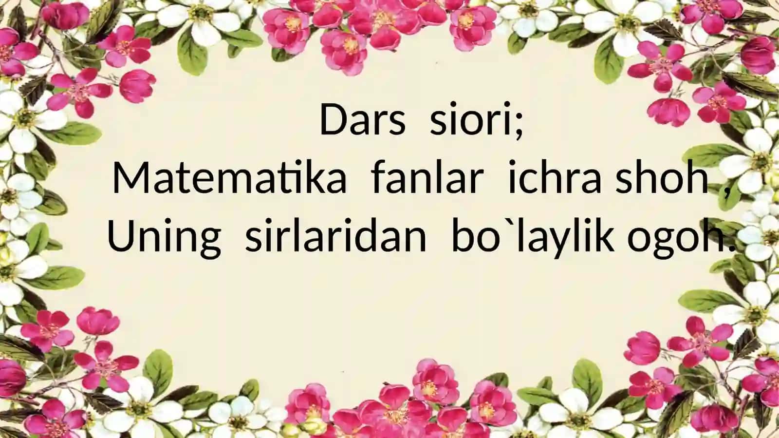Fan:Matematika - Mavzu:Tarkibiyqismlarorasidagibog‘lanishlar 2