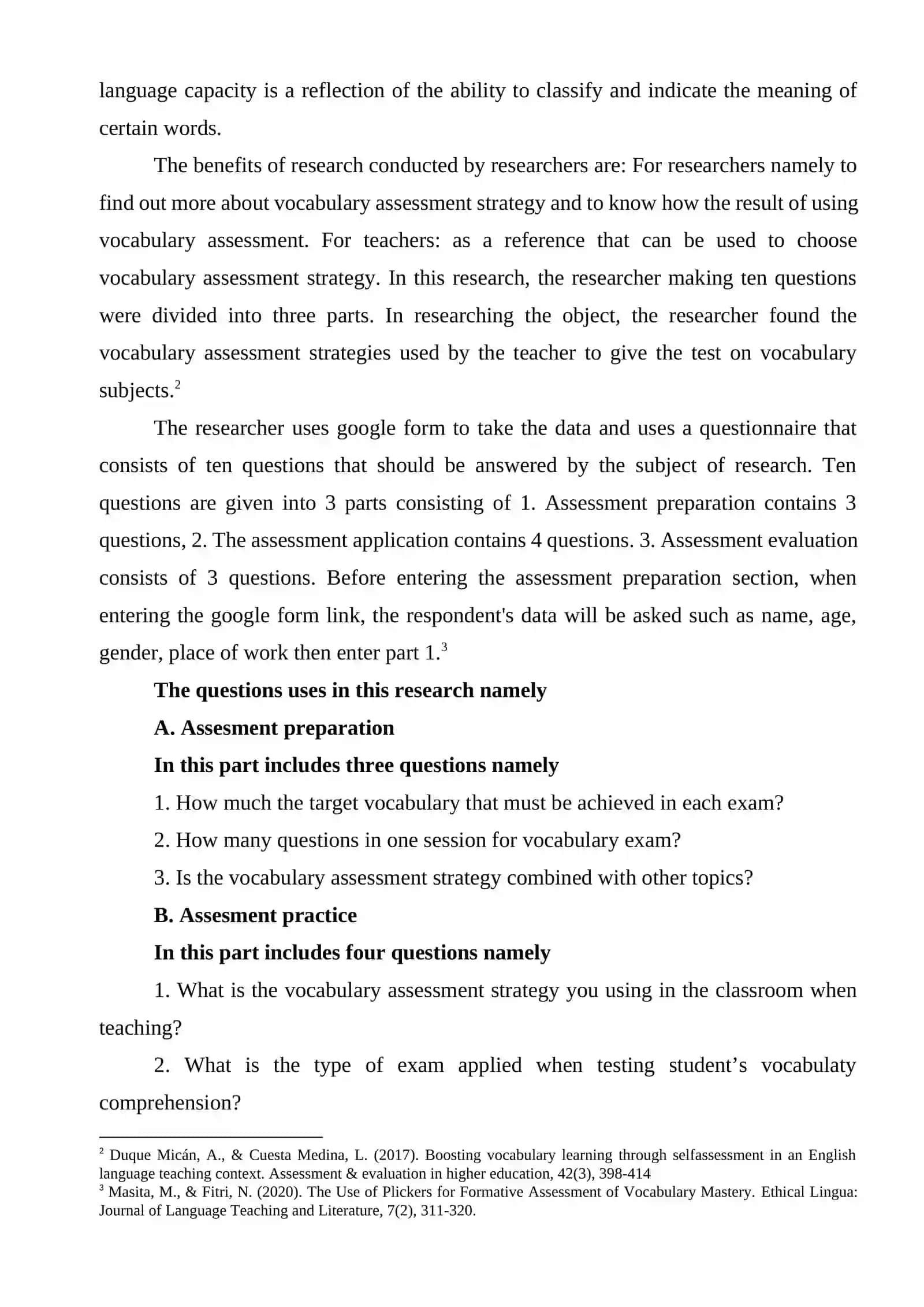VOCABULARY ASSESSMENT METHODS 2