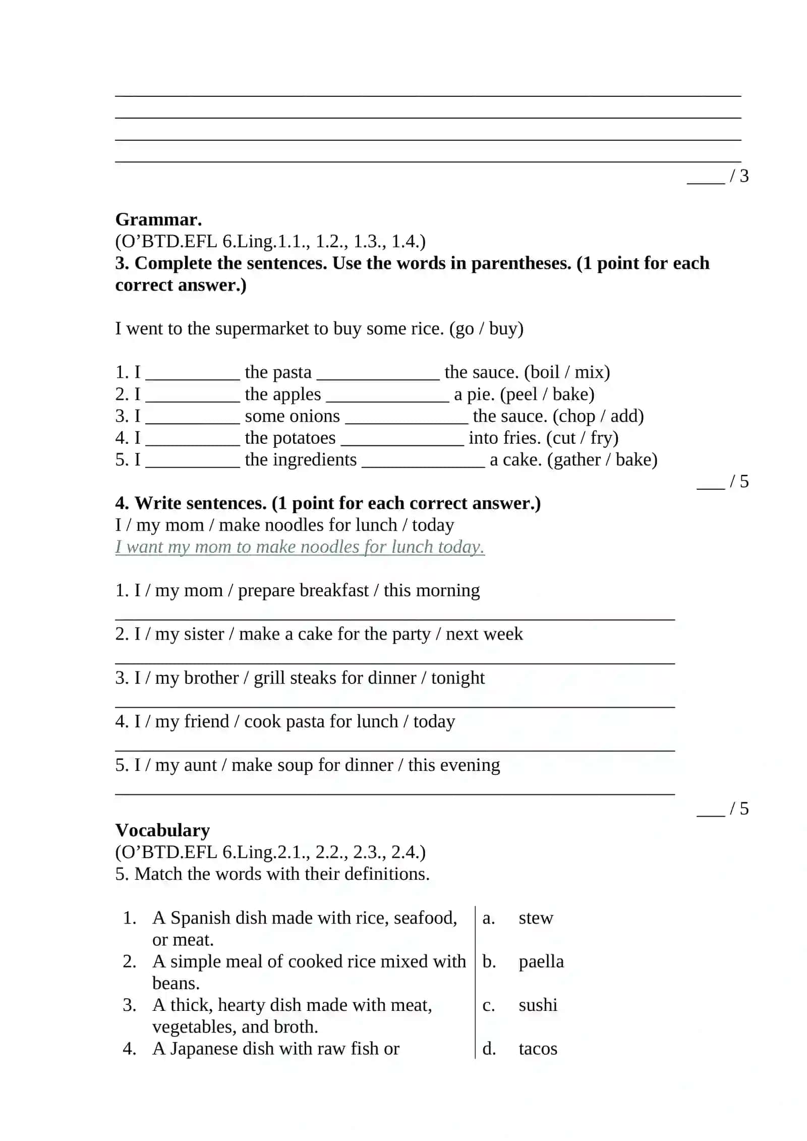 Summative Section assessment Term 2 - 1. Variant #2 for Grade 6 2