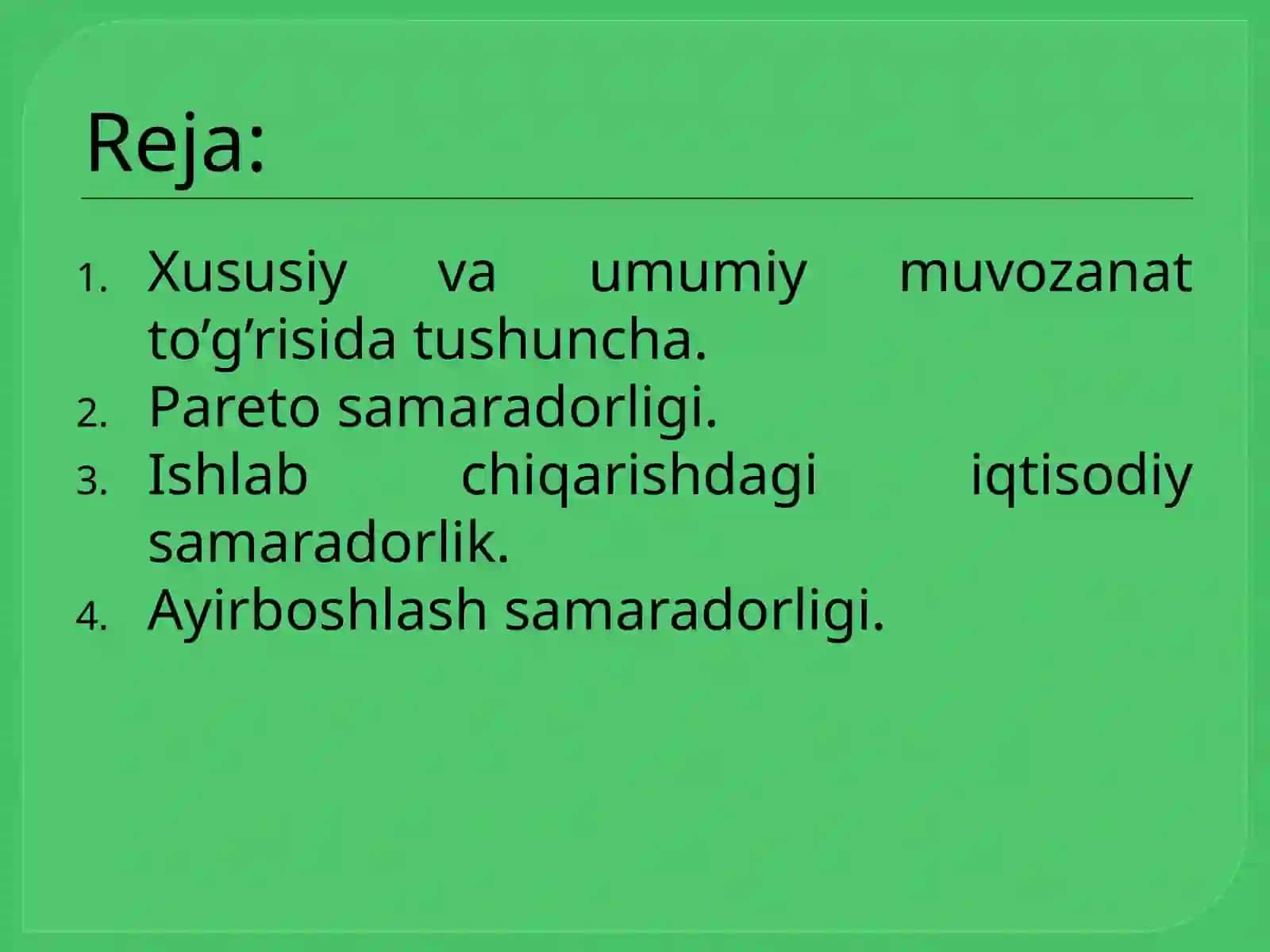 Umumiy muvozanatlilik va samaradorlik 2
