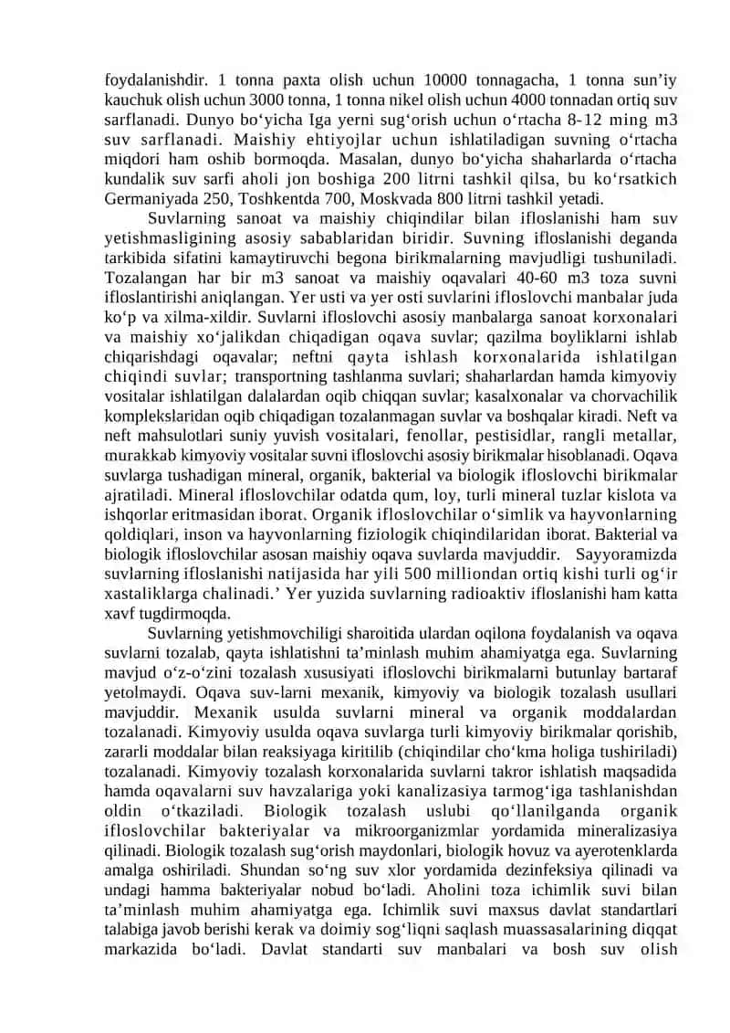 SUV RESURSLARINI MUHOFAZA QILISh 2