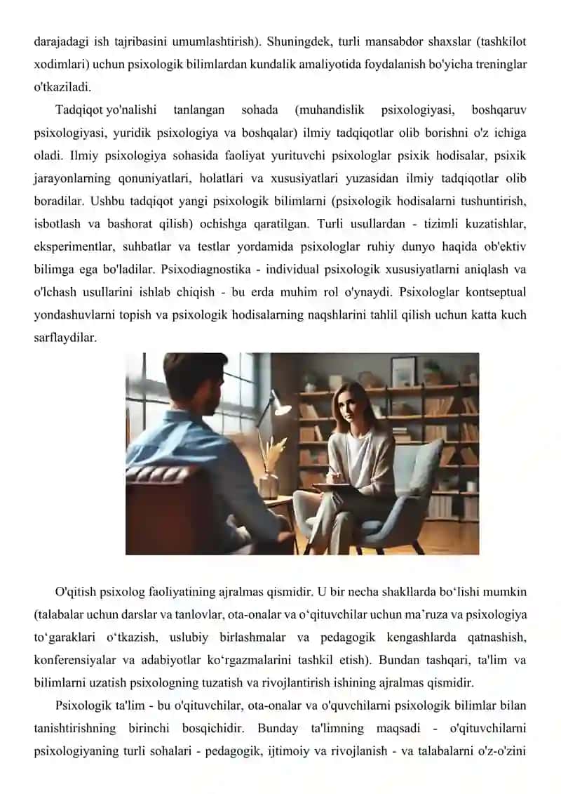 Psixologning kasbiy faoliyati 2