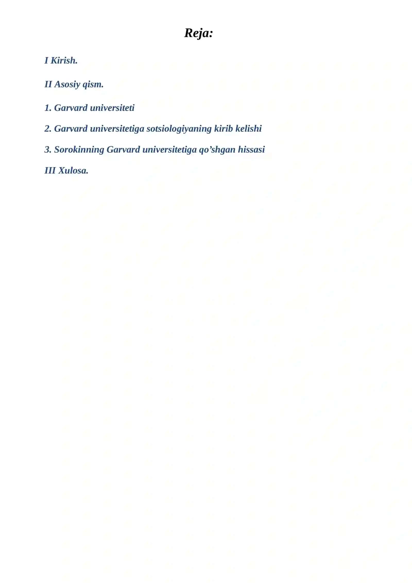 "Garvard universitetida sotsiologiyaning kirib kelishi" 2