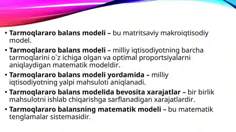 Tarmoqlararo balans modeli 2