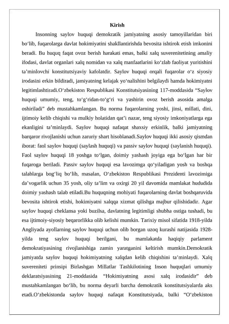 Insoninning saylov huquqi tushunchasi 2
