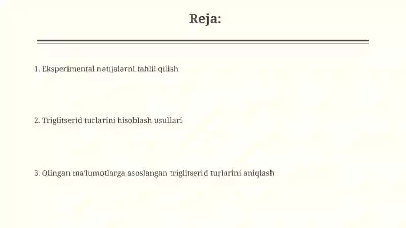 Triglitserid turlarini hisoblash usullari 2
