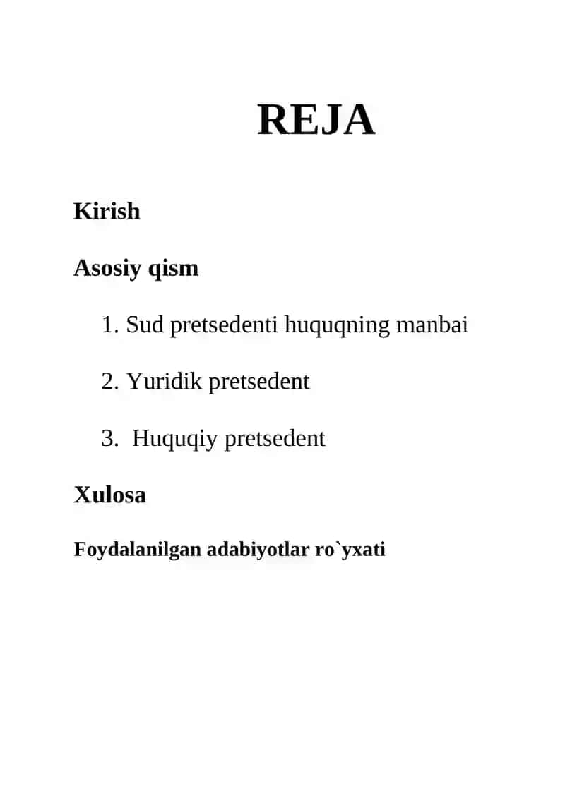 Sud pretsedenti huquqning manbai sifatida 2