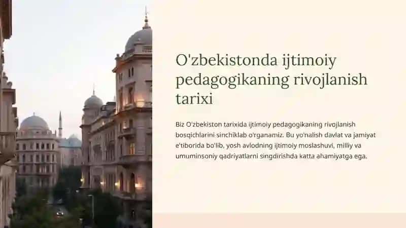 O'zbekistonda ijtimoiy pedagogikaning rivojlanish tarixi 2
