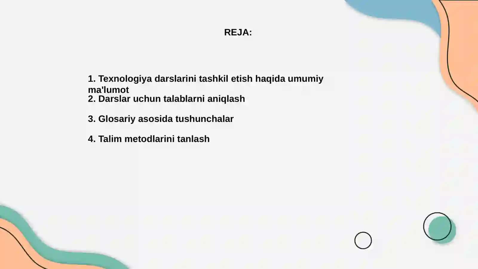 Texnologiya darslarini tashkil etish 2