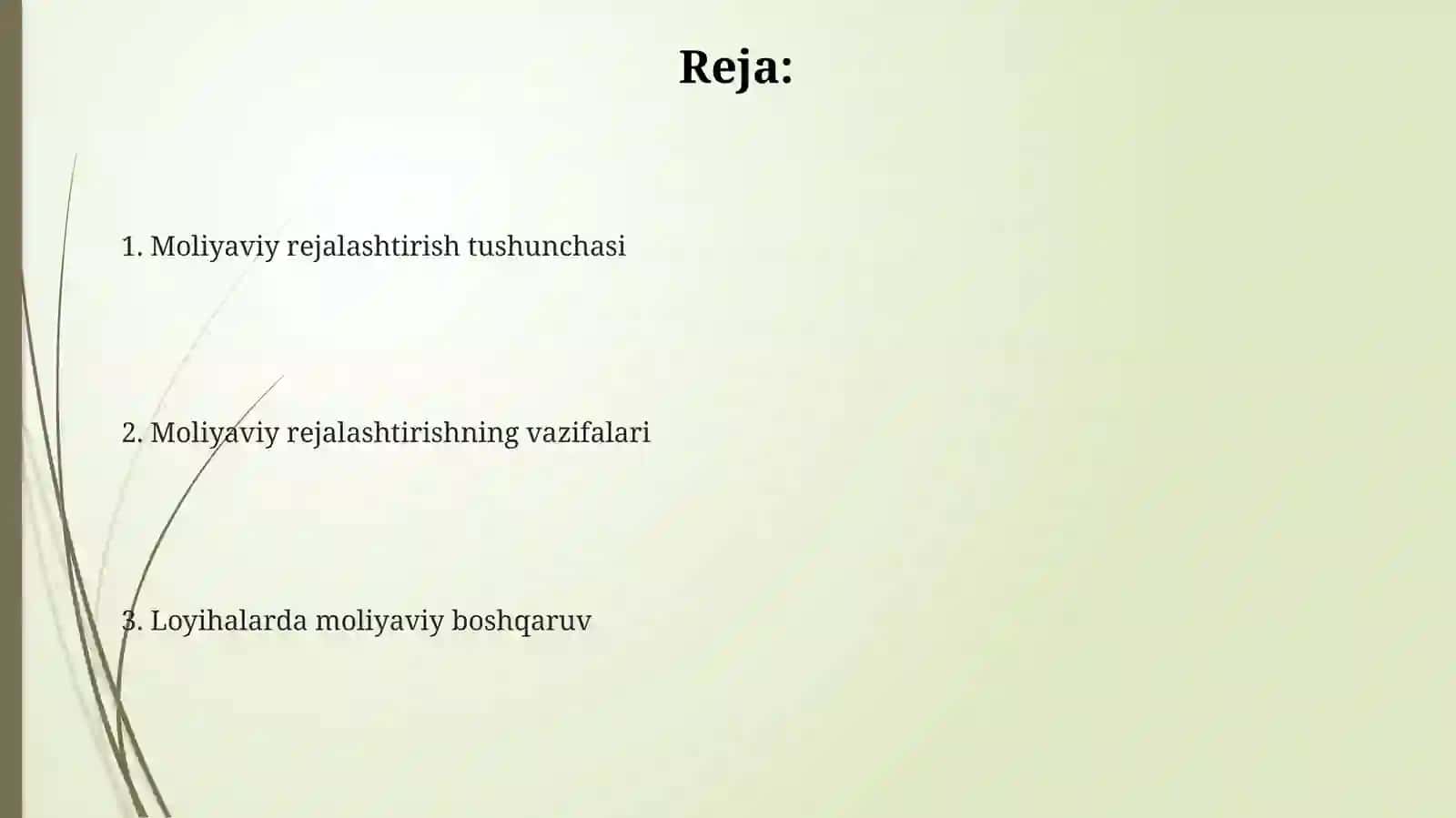 Moliyaviy rejalashtirish valoyiha 2