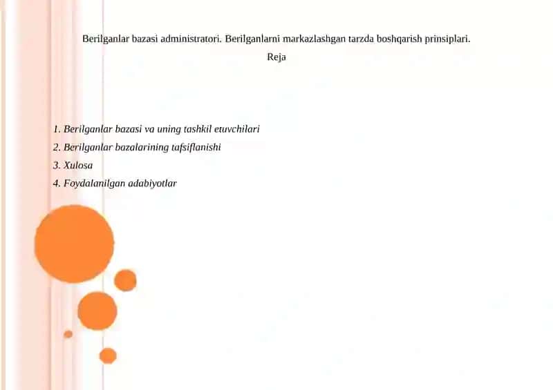 Berilganlar bazasi administratori 2