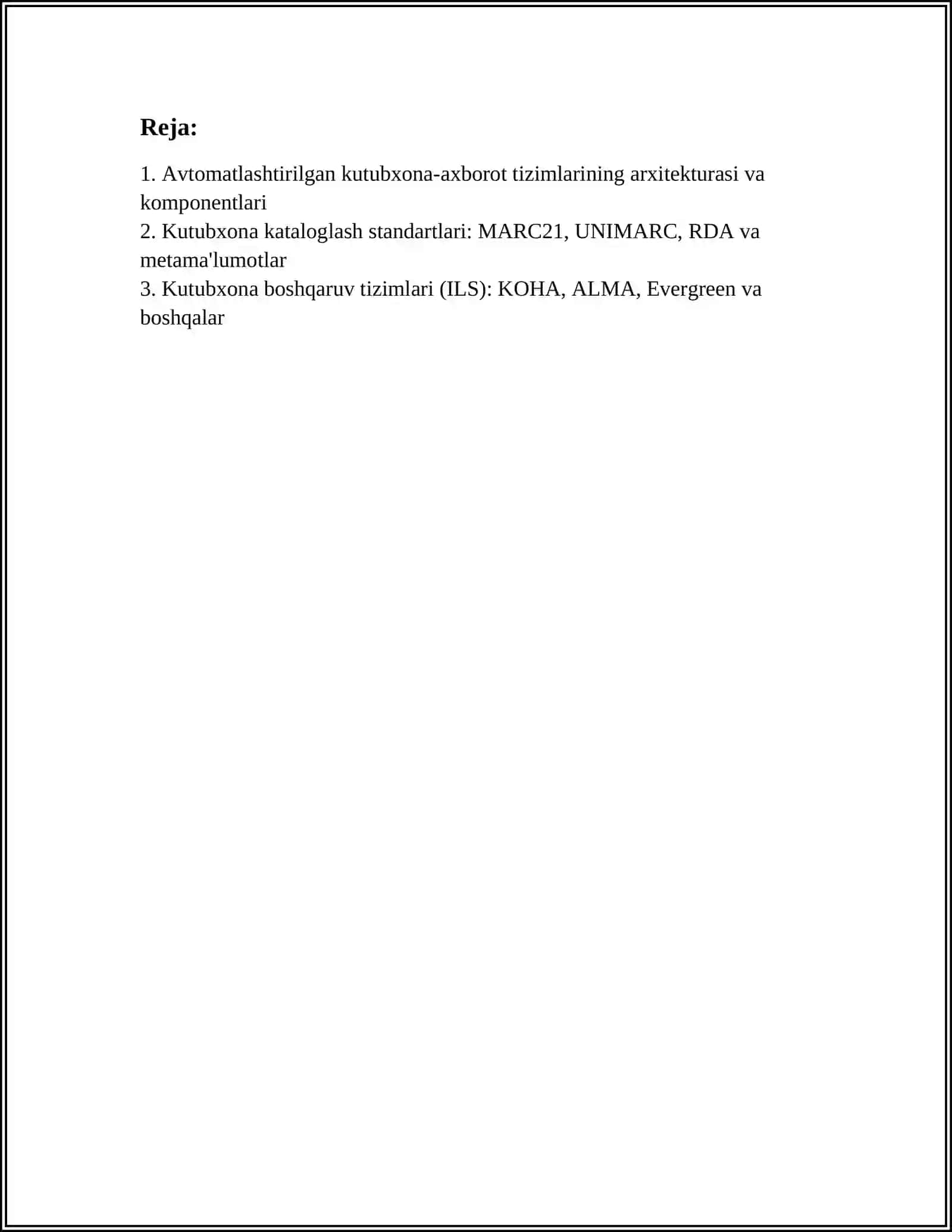 AVTOMATLASHTIRILGAN KUTUBXONA-AXBOROT TIZIMLARI 2